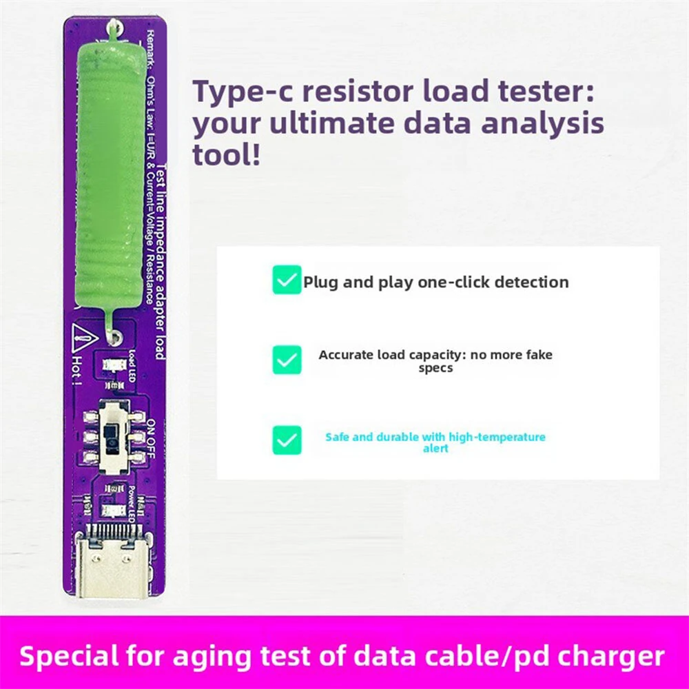 Type-C PD Resistive Load Tester 10W 4.7 Ohm USB C Charger & Cable Power Meter Fast Check Aging Test Tool — view 3