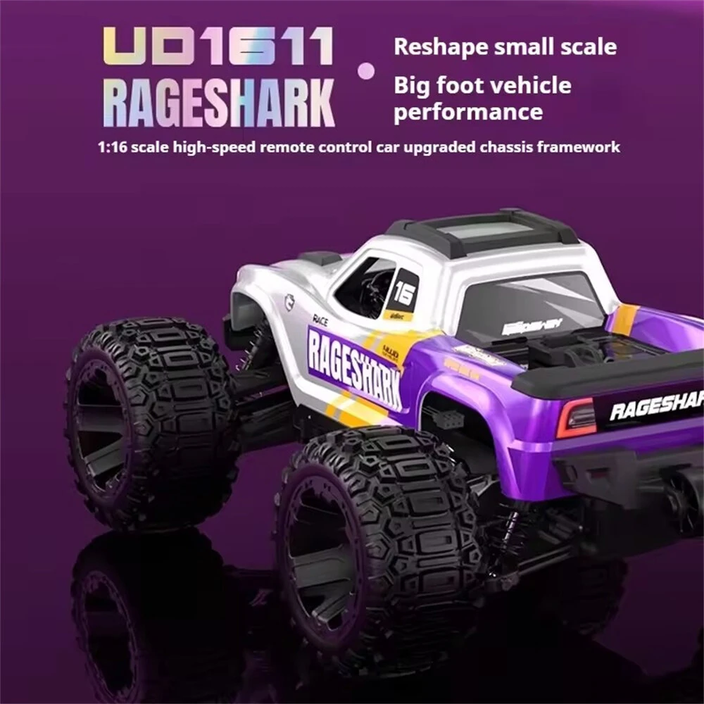 UDIRC 1611 RTR 1/16 2.4G 4WD 30km/h RC Car LED Light High Speed Off-Road Truck Full Proportional Vehicles Models Oil Filled Shocks Toys — view 4