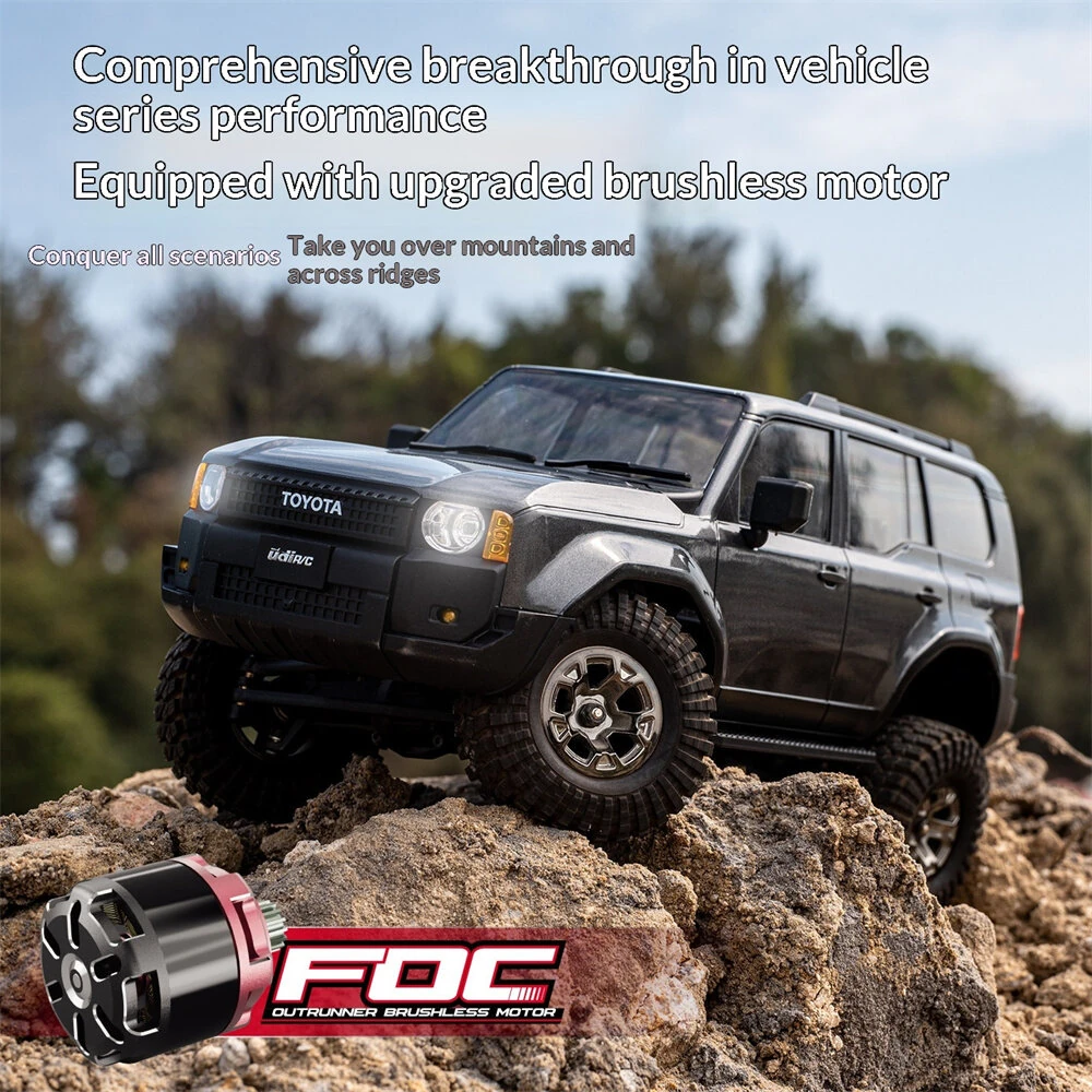 UDIRC UCX1802PRO RTR 1/18 2.4G 4WD Brushless RC Car TOYOTA  Land Cruiser Prado LC250 Official Licensed Rock Crawler Off-Road Climbing Truck LED Light Metal Gears Vehicles Models Toys — view 5