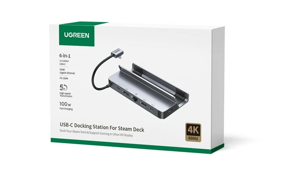 UGREEN 6-in-1 USB-C Docking Station to HD 4K60Hz RJ45 PD100W Charger Dock for Steam Deck ROG Ally MacBook PC USB A C 3.0 HUB — view 6