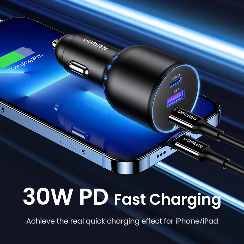 UGREEN CD293 PD130W 3-Port USB PD Charger USB-A+2USB-C PD3.0 QC3.0 Support AFC FCP APPLE5V2.4A BC1.2 Fast Charging for iPhone 17 17Pro 16 Pro Max 15 14 for Huawei Mate XTs for OPPO — view 3