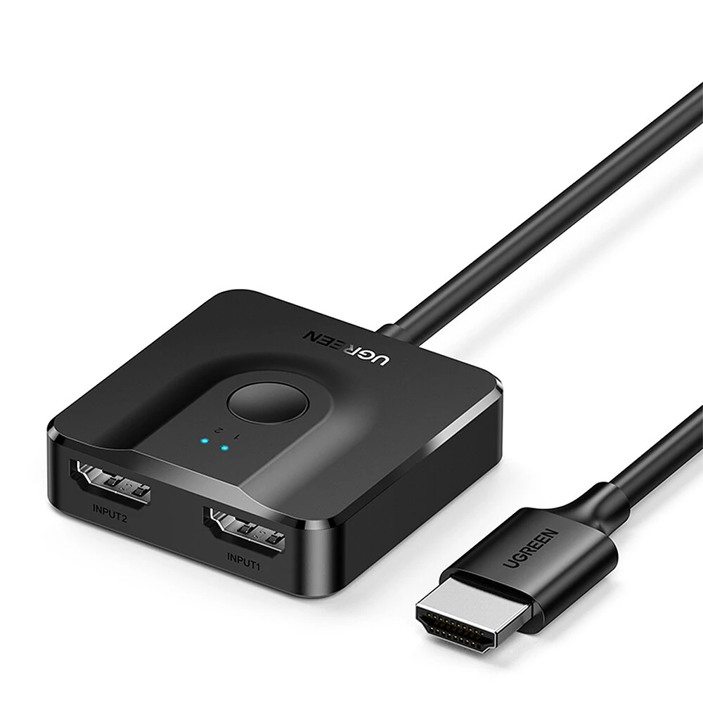 UGreen CM311 4K@60Hz HDMI Switch with 3.3FT HDMI Cable 2 in 1 Out/1 in 2 Out Bidirectional HDMI Splitter Switcher for HDTV Monitor Projector Laptop Switch — UGREEN