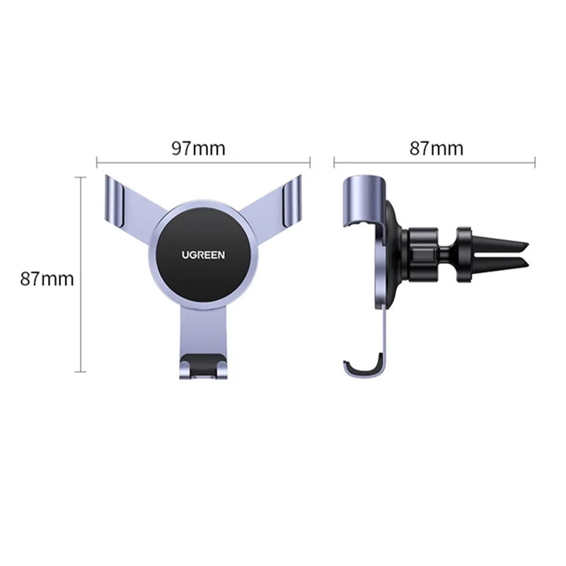 Ugreen LP493 Car Air Vent Gravity Mount Stand with Universal Rotary Ball Aluminum Alloy Clamp Support for 4.7-7.2 inch Mobile Phones — view 8