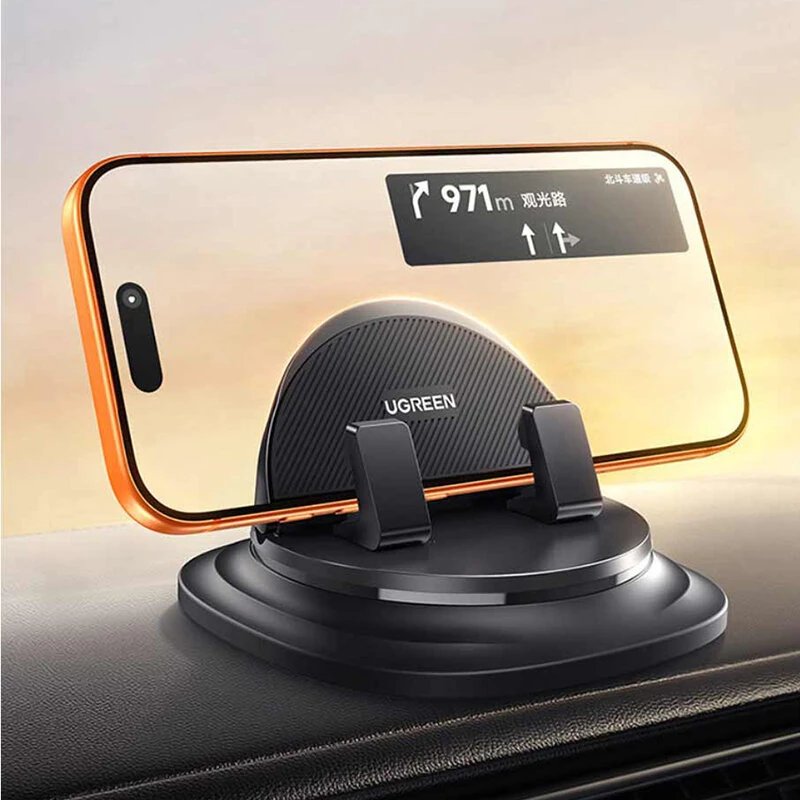 UGREEN LP995 Dashboard Phone Holder Car Mount 360° Rotation Heat Resistant Up to 80°C Adhesive Base Anti Shake for Phone and Small Tablet — UGREEN