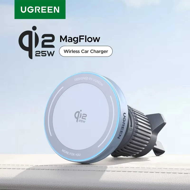 Ugreen W758 25W Magnetic Wireless Charger Fast Wireless Charging Car Phone Holder 360° Rotation for Smart Phones for iPhone 12-17 Series — view 2