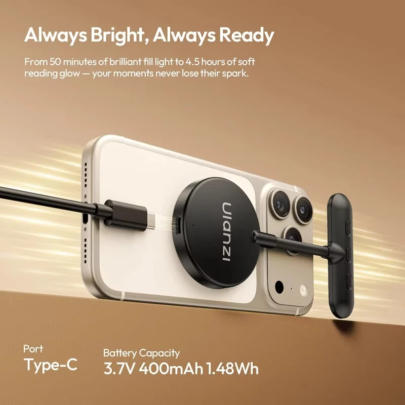 Ulanzi M10 Flexible Phone Light Video Light Magnet for iPhone 17 16 15 14 for Huawei for Xiaomi Selfie Reading Vlog — view 6