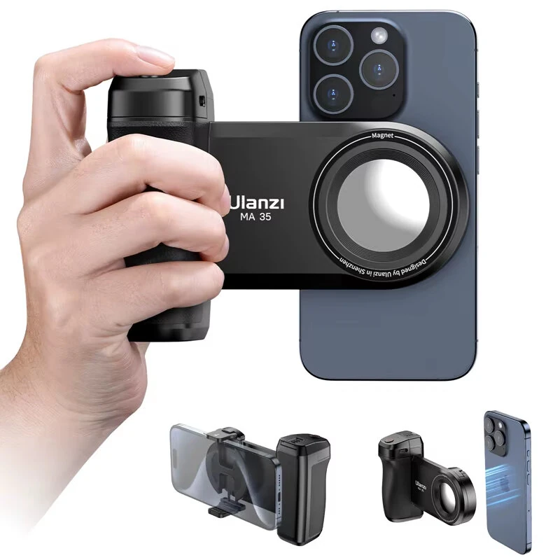 Ulanzi MA35 MagSafes Smartphone Camera Shutter Grip bluetooth Selfie Handle as Camera Photo Stabilizer Vertical Horizontal Shooting