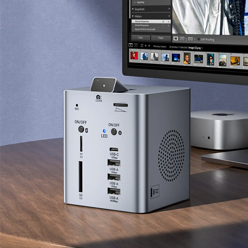 ULT 13 in 1 Vertical Docking Station with PD100W DC18W,TF&SD3.0,10Gbps USB-C USB-A, Camera,bluetooth-compatible 6.0 Speaker, Volume Adjustment for Laptop Computer PC — view 2