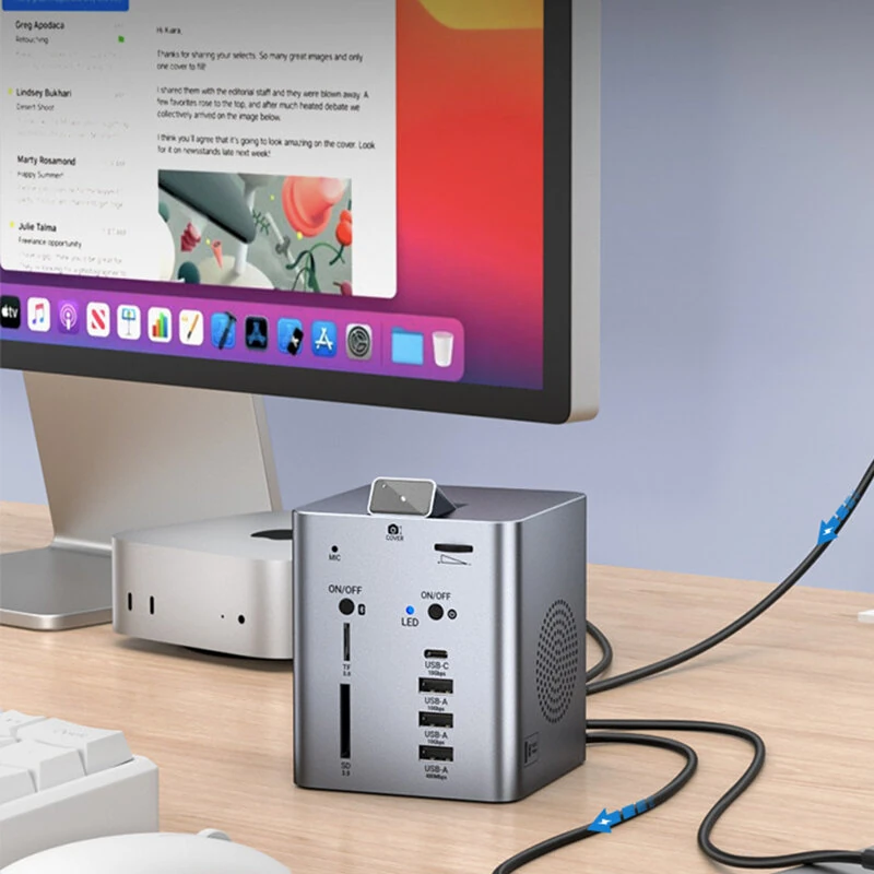 ULT 13 in 1 Vertical Docking Station with PD100W DC18W,TF&SD3.0,10Gbps USB-C USB-A, Camera,bluetooth-compatible 6.0 Speaker, Volume Adjustment for Laptop Computer PC — view 5