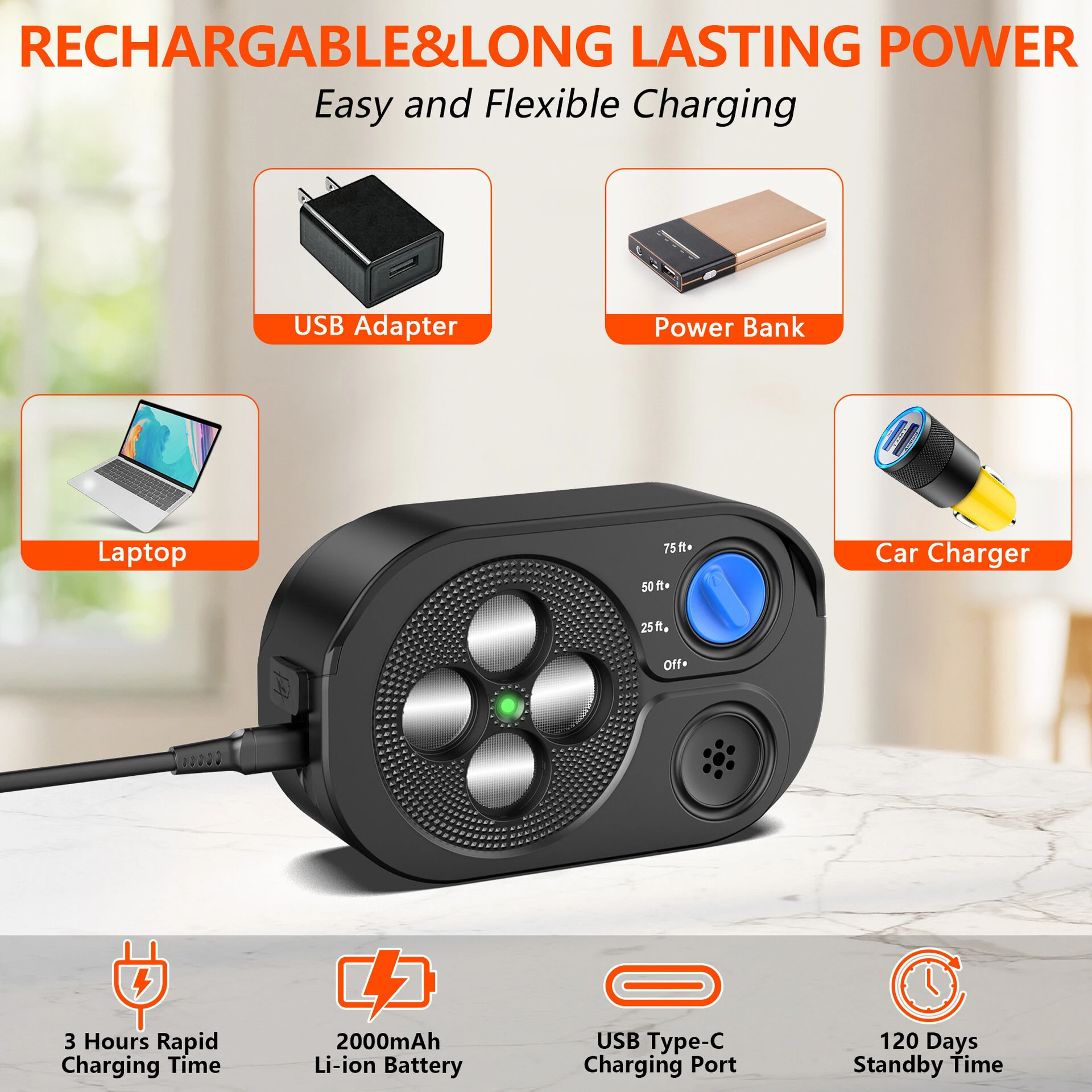 Ultrasonic Anti Barking Device Dog Bark Deterrent with 3 Modes Up to 75ft Range Rechargeable IP65 Waterproof for Outdoor & Indoor Use — view 8