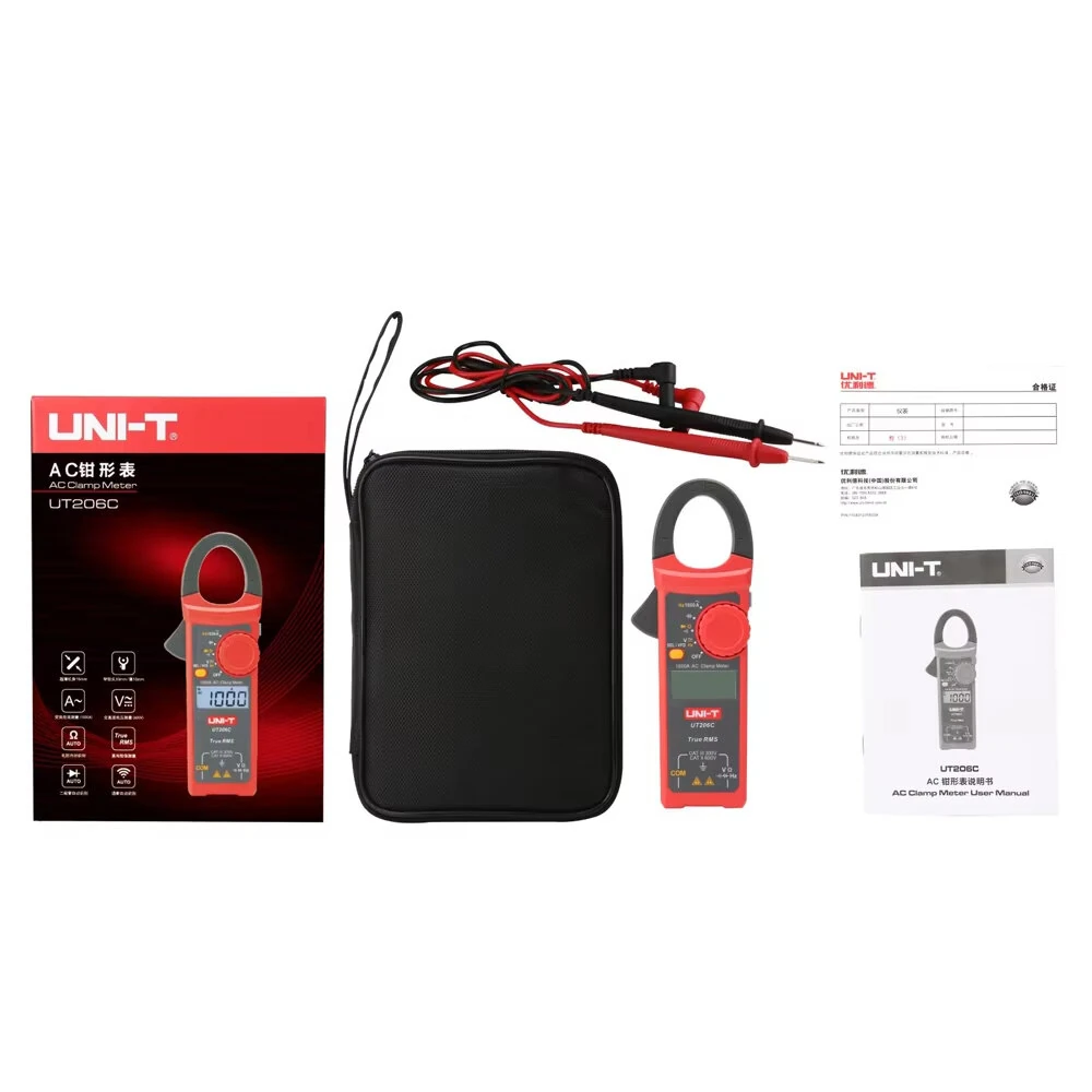 UNI-T UT206C AC Clamp Meter 1000A 600V True RMS 6000 Counts Auto Range VFD Low-Pass Filter Diode Continuity Capacitance Tester — view 7