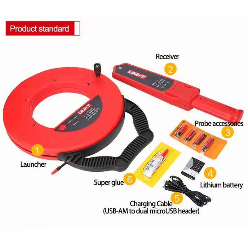 UNI-T UT661B Wall Pipeline Blockage Locator 30m Signal Length Rechargeable Lithium Battery High Precision Diagnostic Tool for Plastic and Metal Tubes — view 6