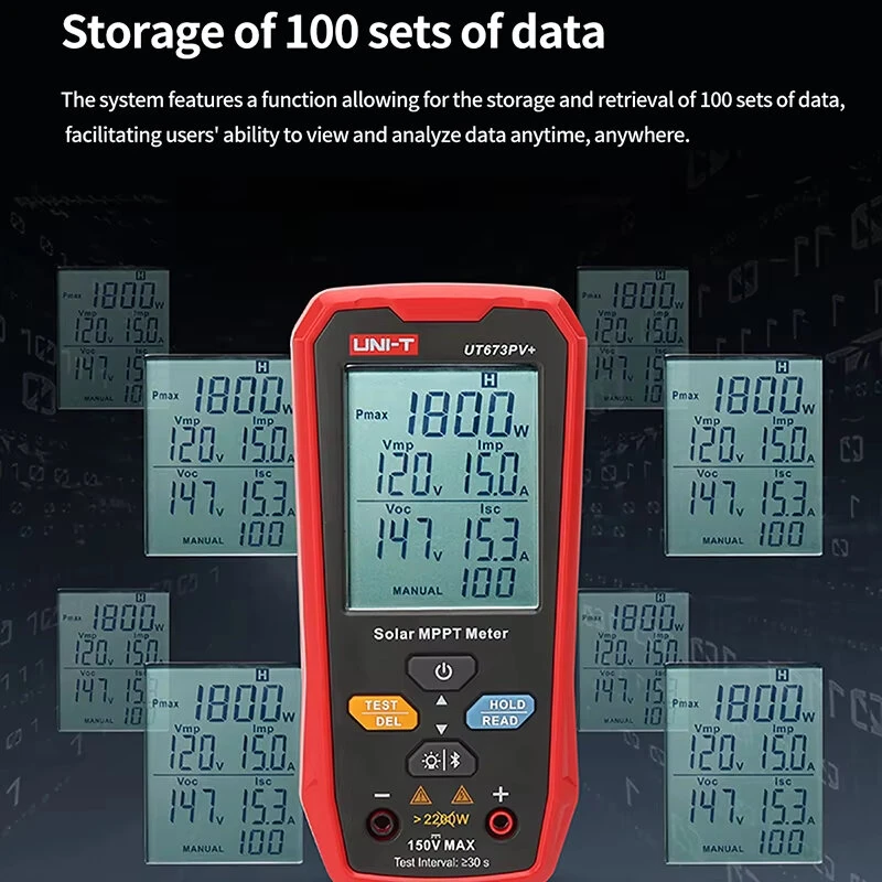 UNI-T UT673PV+ 5-1800W Solar MPPT Meter PV Module Maximum Power Meter Bluetooth Photovoltaic Panel Tester Vmp Imp Voc Isc Test — view 3