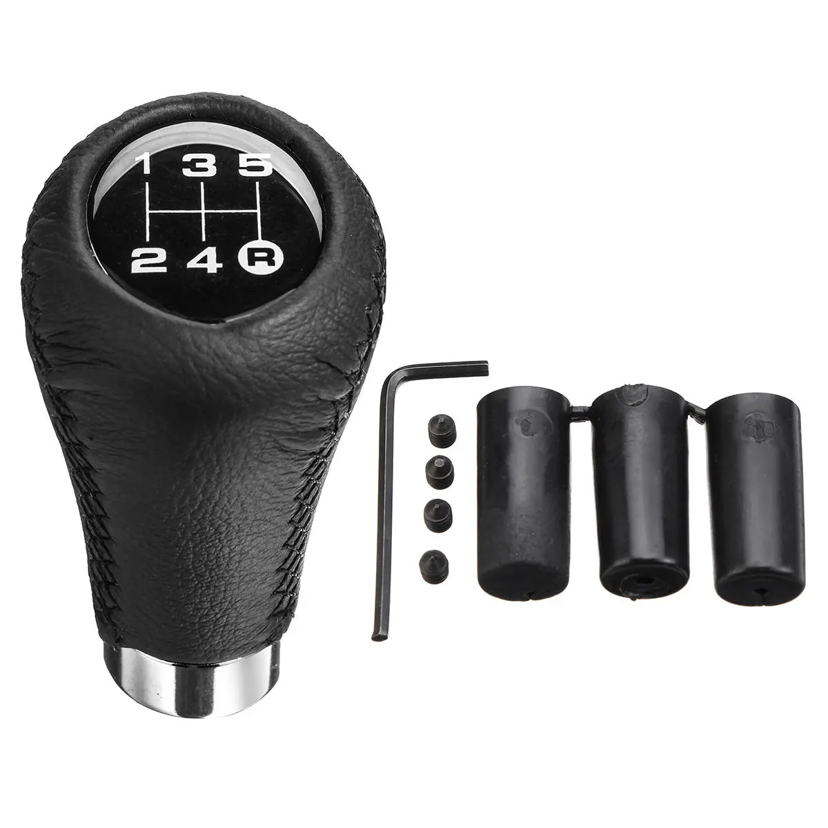 Universal 5 Speed Car Leather Shift Knob Manual Gear Stick Shift Shifter Lever — view 5