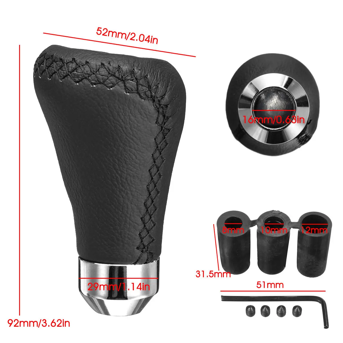 Universal 5 Speed Car Leather Shift Knob Manual Gear Stick Shift Shifter Lever — view 6