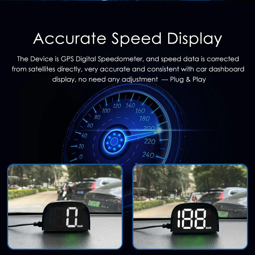 Universal Car GPS HUD Digital Speedometer Display White Light Plug and Play Big Font Car Electronics Accessories — view 7