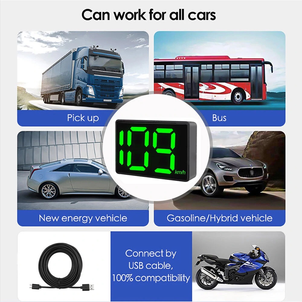 Universal Car GPS HUD Heads Up Display Car Speedometer Display Vehicle Speed Kilometers Miles Speedometer Small Size — view 6