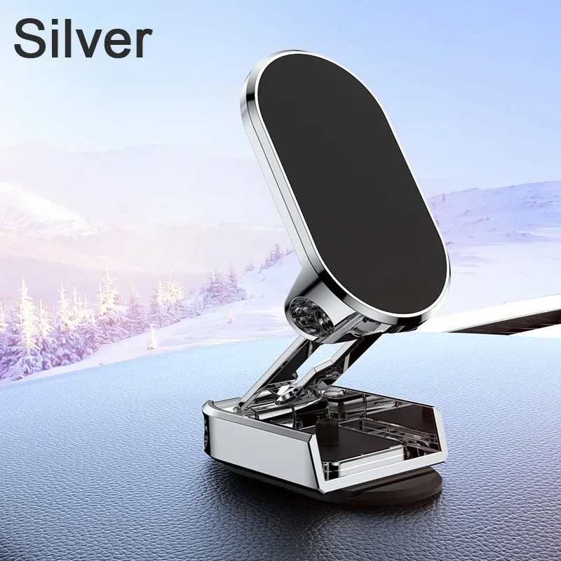 Universal Car Magnetic Mobile Phone Holder Metal Folding Car Mount Magnetic 360° Adjustable Rotating Phone Mount Height Adjustable Positioning Rotating — view 6