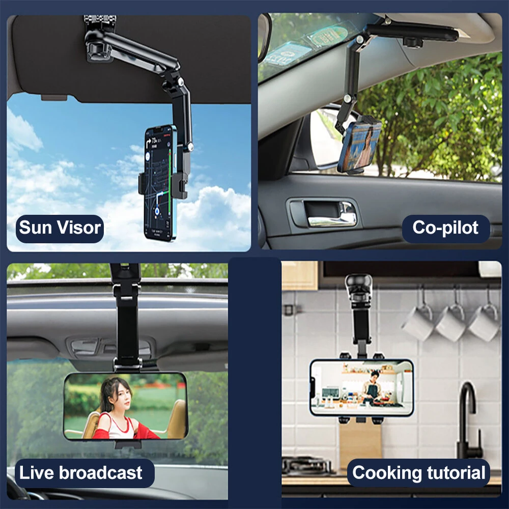 Universal Car Mobile Phone Holder Sun Visor Navigation 360° Rotation Car Support Direct View Car Multifunctional Mobile Phone Holder — view 6