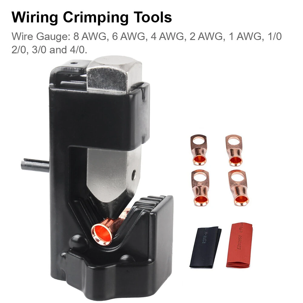 Universal Hammer Type Crimping Tool Spring Loaded Cable Lug Crimper Stainless Steel Wire Gauge 8 AWG to 4/0 Electrical Terminal Crimp Pliers Portable Wiring Connector Tool — view 2