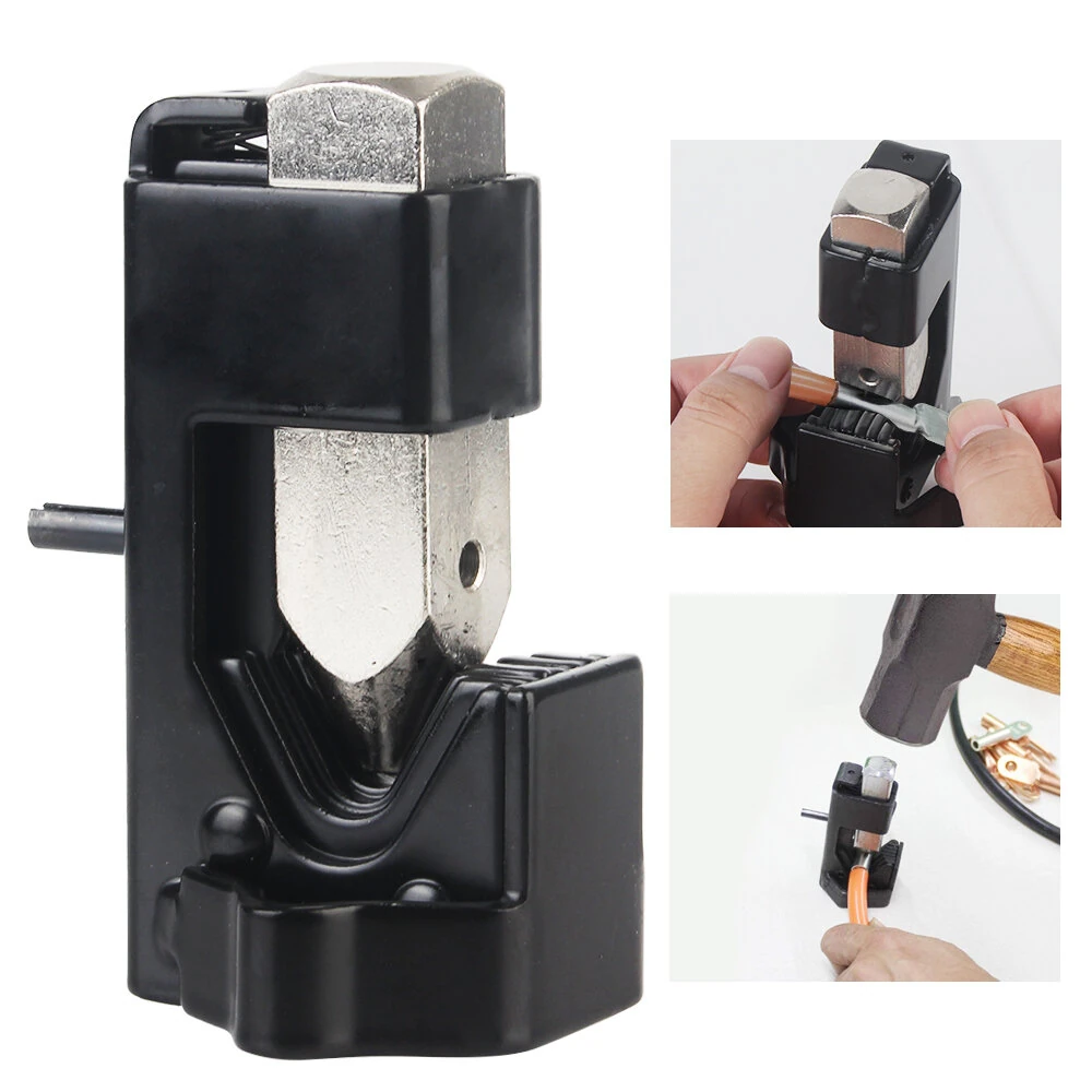 Universal Hammer Type Crimping Tool Spring Loaded Cable Lug Crimper Stainless Steel Wire Gauge 8 AWG to 4/0 Electrical Terminal Crimp Pliers Portable Wiring Connector Tool — view 3