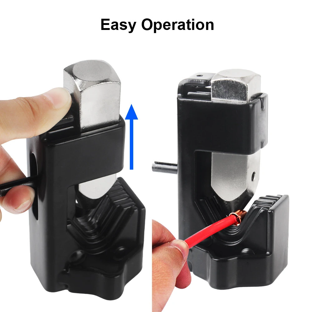 Universal Hammer Type Crimping Tool Spring Loaded Cable Lug Crimper Stainless Steel Wire Gauge 8 AWG to 4/0 Electrical Terminal Crimp Pliers Portable Wiring Connector Tool — view 4