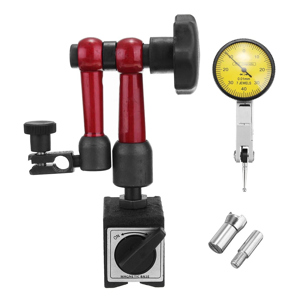 Universal Magnetic Base Holder Stand + Dial Test Indicator Gauge Scale Precision — view 2