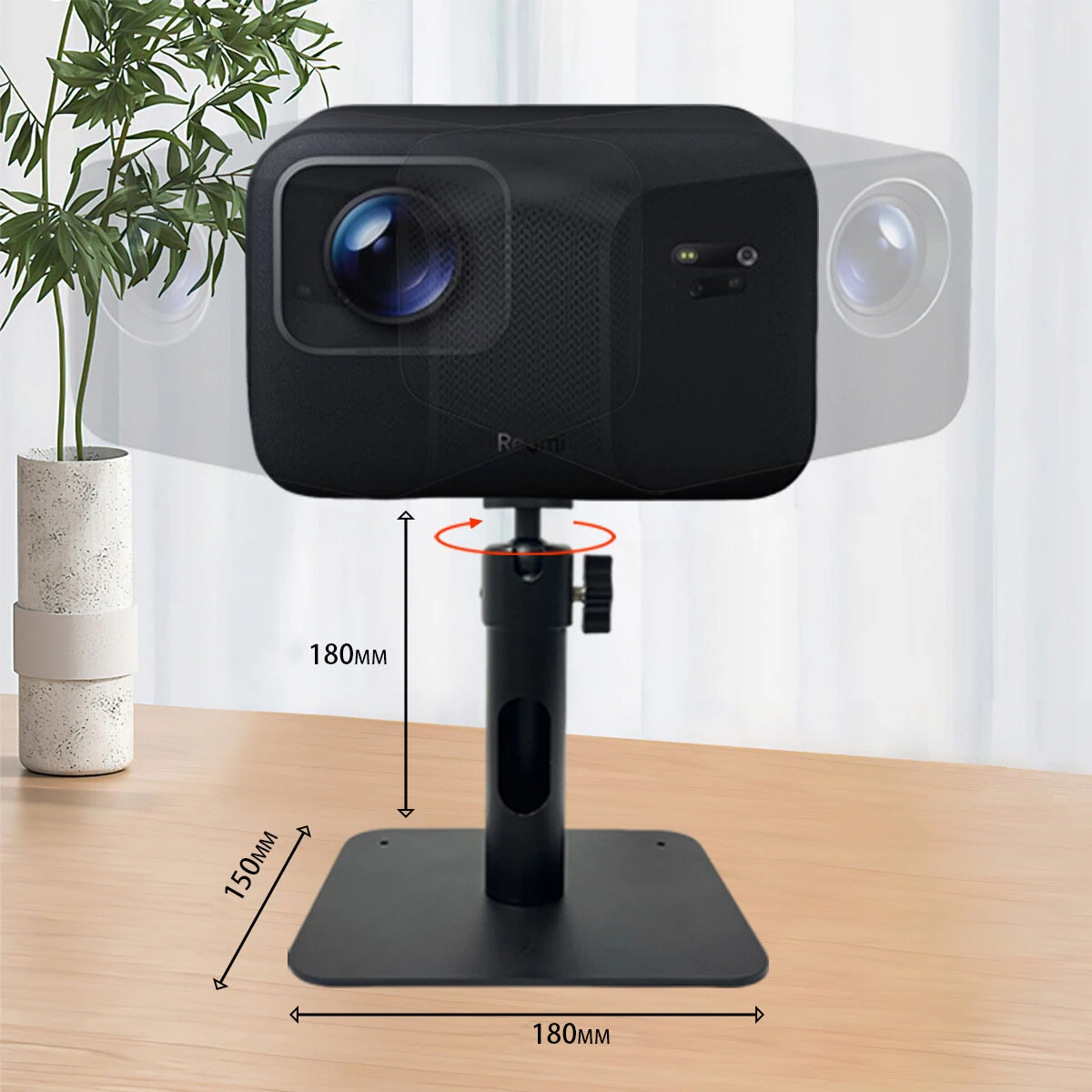 Universal Projector Stand Aluminum Alloy 360° Swivel Ball Head 1/4 Inch Screw Stable Desktop Mount for Mini Projectors Home Office — view 5