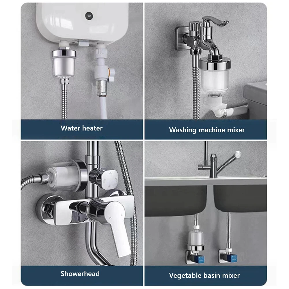 Universal Shower Filter for Faucet Shower Head Water Outlet Cleaner Kits Universal Faucet Filter Kitchen Bathroom Shower Household Filter PP Cotton Filter — view 4