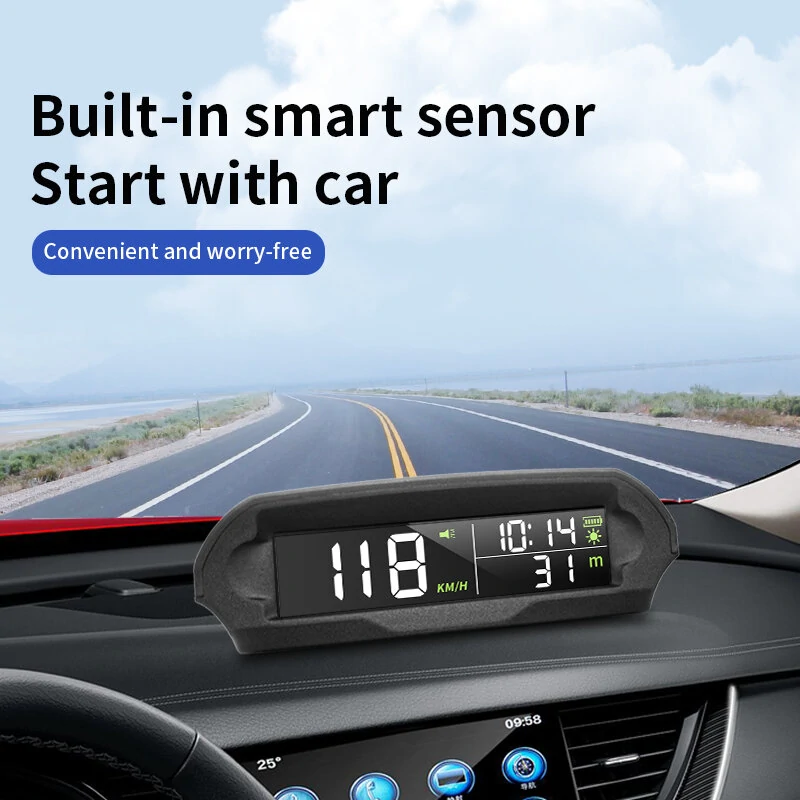 Universal Solar Power Digital GPS Car Speedometer Wireless HUD Display Mph KM/H Speedometer Time Speed Alarm Temperature Altitude — view 3
