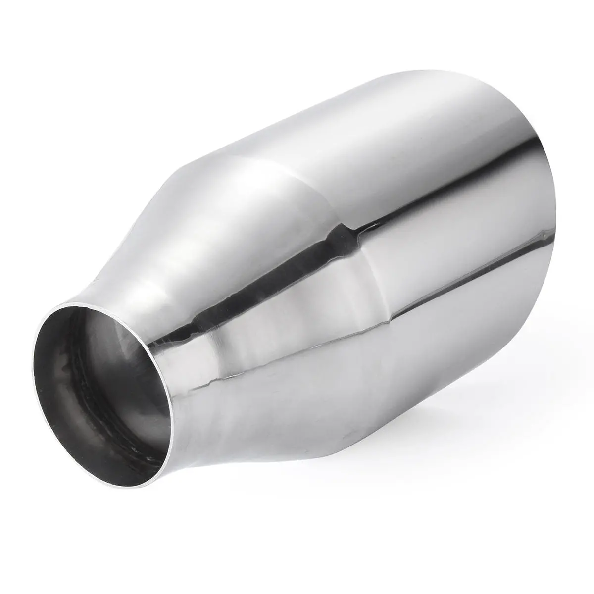 Universal Stainless Steel Exhaust Muffler Round Slant 2.25 Inch Inelt 4 Inch Out — Pricio