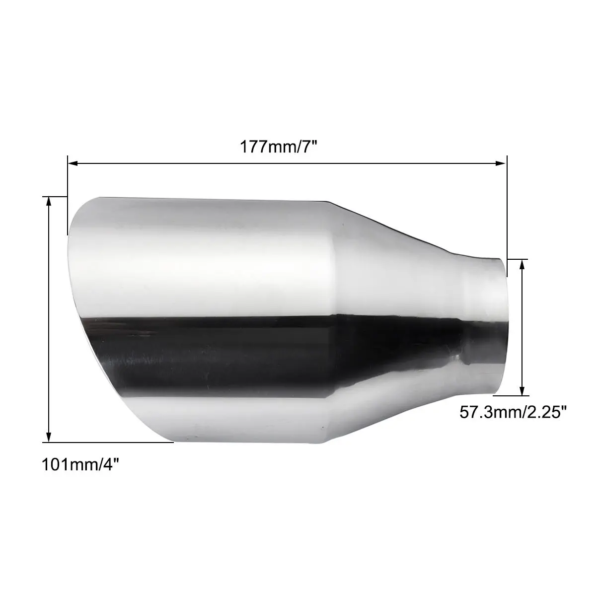 Universal Stainless Steel Exhaust Muffler Round Slant 2.25 Inch Inelt 4 Inch Out — view 8