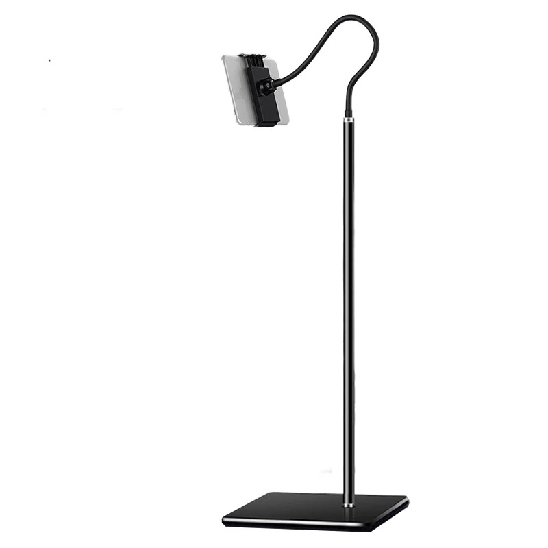 Universal Telescopic Floor Phone Tablet Stand with Adjustable Flexible Tube 55-100cm Adjustable Height Heavy Duty Metal Base with Flexible Arm for Watching Movies Bedroom Living Room
