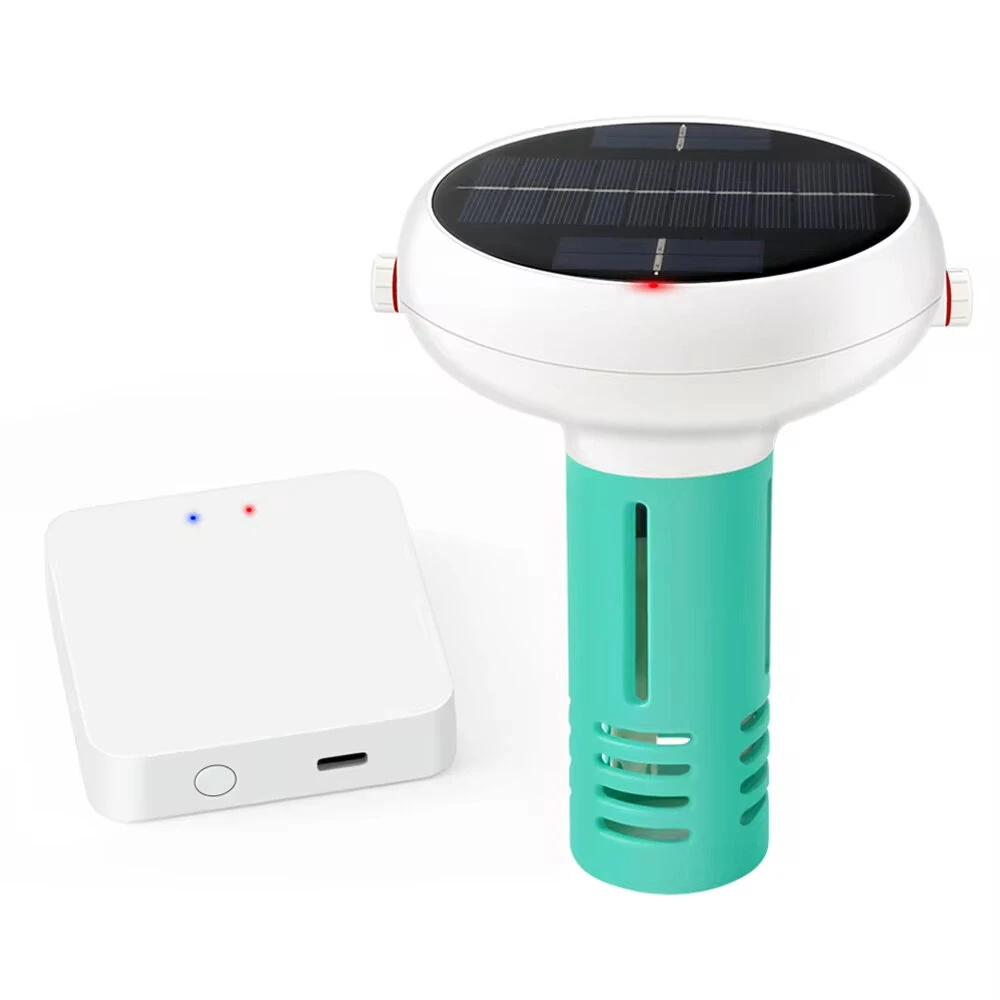Upgrade Tuya Zigbe WiFi Pool Water Quality Tester 7-in-1 Monitoring pH Chlorine Salinity Solar USB Charging App Control — image 1