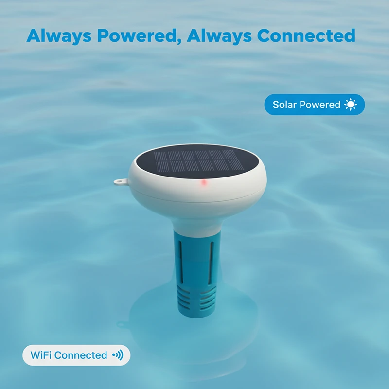 Upgrade Tuya Zigbe WiFi Pool Water Quality Tester 7-in-1 Monitoring pH Chlorine Salinity Solar USB Charging App Control — view 9