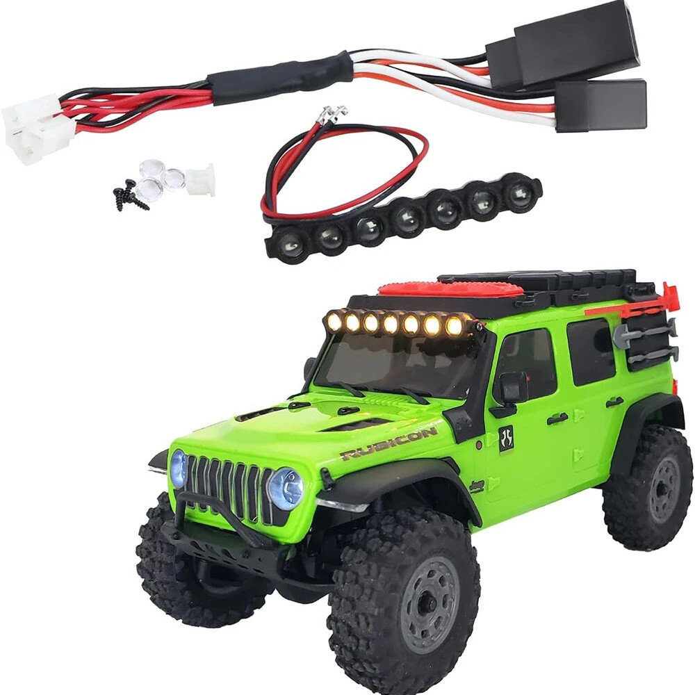 Upgraded Headlights Roof Bumper Angel Eye Spare Tire Holder LED Lights for Jeep for Ford Bronco Axial SCX30 1/30 Micro Off-Road Truck RC Cars Vehicles Models Parts — image 1