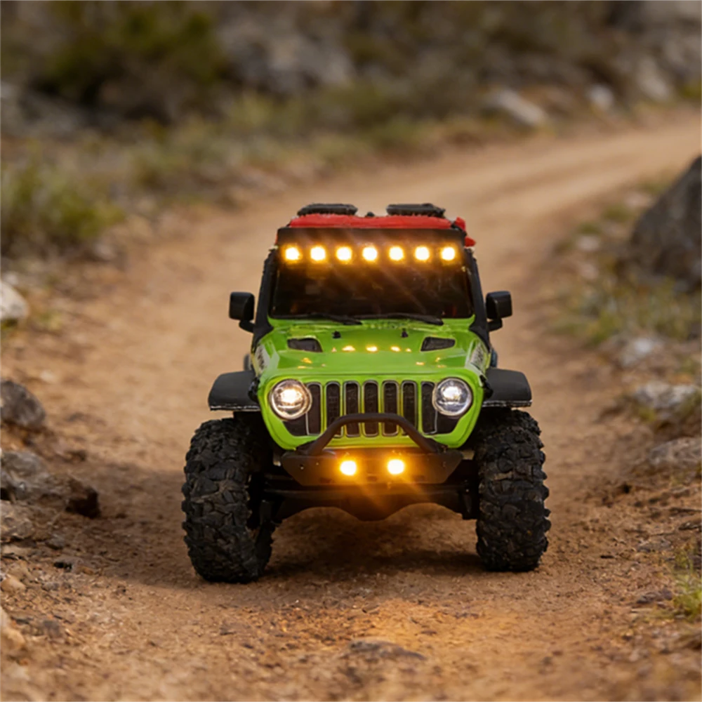 Upgraded Headlights Roof Bumper Angel Eye Spare Tire Holder LED Lights for Jeep for Ford Bronco Axial SCX30 1/30 Micro Off-Road Truck RC Cars Vehicles Models Parts — view 10
