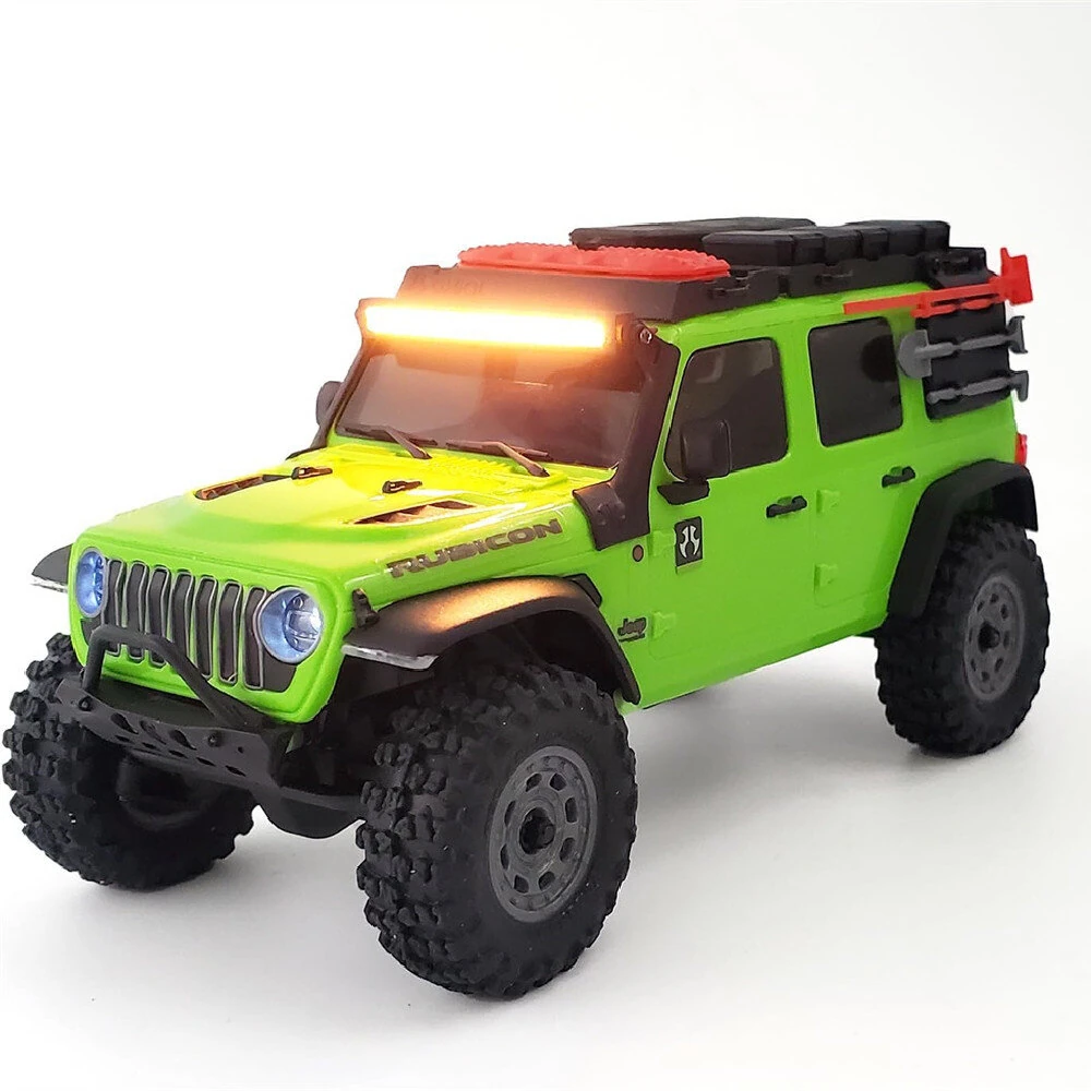 Upgraded Headlights Roof Bumper Angel Eye Spare Tire Holder LED Lights for Jeep for Ford Bronco Axial SCX30 1/30 Micro Off-Road Truck RC Cars Vehicles Models Parts — view 3