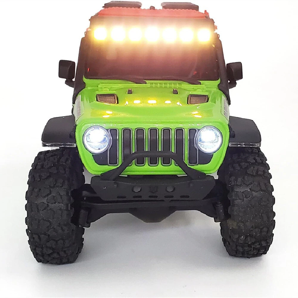 Upgraded Headlights Roof Bumper Angel Eye Spare Tire Holder LED Lights for Jeep for Ford Bronco Axial SCX30 1/30 Micro Off-Road Truck RC Cars Vehicles Models Parts — view 5