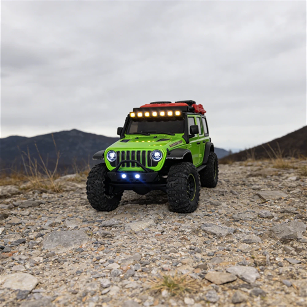 Upgraded Headlights Roof Bumper Angel Eye Spare Tire Holder LED Lights for Jeep for Ford Bronco Axial SCX30 1/30 Micro Off-Road Truck RC Cars Vehicles Models Parts — view 9