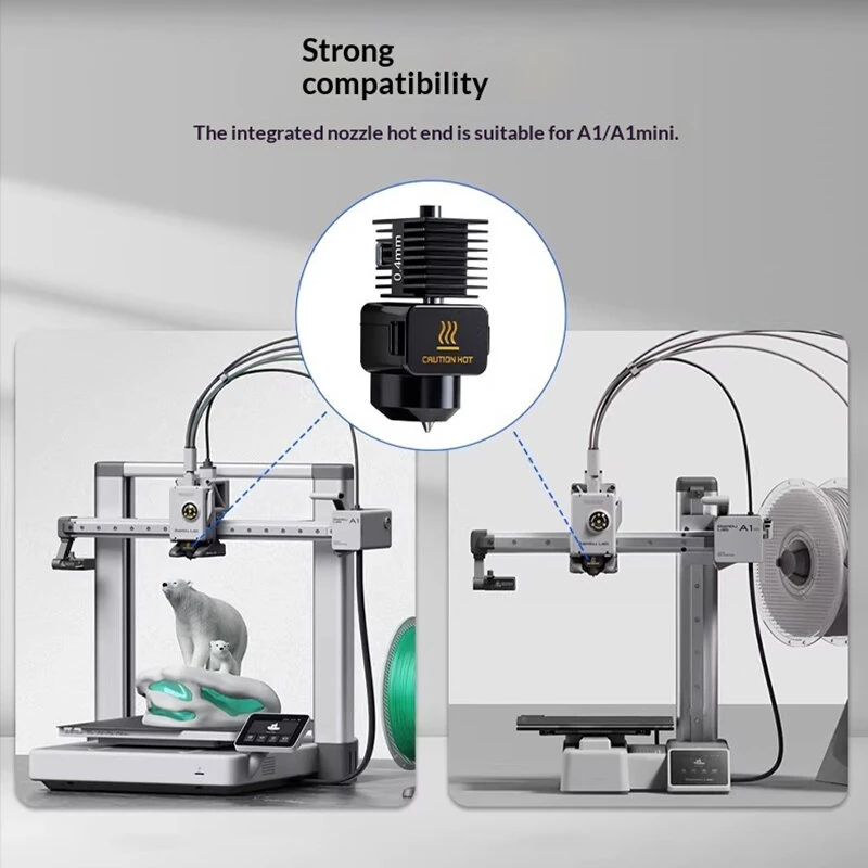 Upgraded Hotend Assembly for Bambu Lab A1 A1 Mini H2D Hardened Steel Nozzle High Flow Clog Resistant Wear Resistant 3D Printer Hotend 0.2/0.4/0.6/0.8mm — view 3