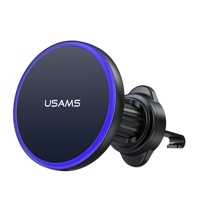 USAMS CD277 15W Magnetic Wireless Charger Car Phone Holder Fast Wireless Charging Bracket Car Air Vent Compatibility for Smart Phones for iPhone 17 17Pro 16 Pro Max 15 14 for Xiaomi 17pro for Huawei Mate XTs for OPPO