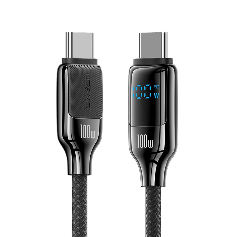 USAMS SJ742 100W Type-C to Type-C Digital Display Cable PD Fast Charging Data Transmission Thickened Copper Core Line 1.2M Long for iPhone 16 16 Pro 15 Pro Max for Samsung Galaxy Z Flip6 for Xiaomi MIX Fold4 — USAMS