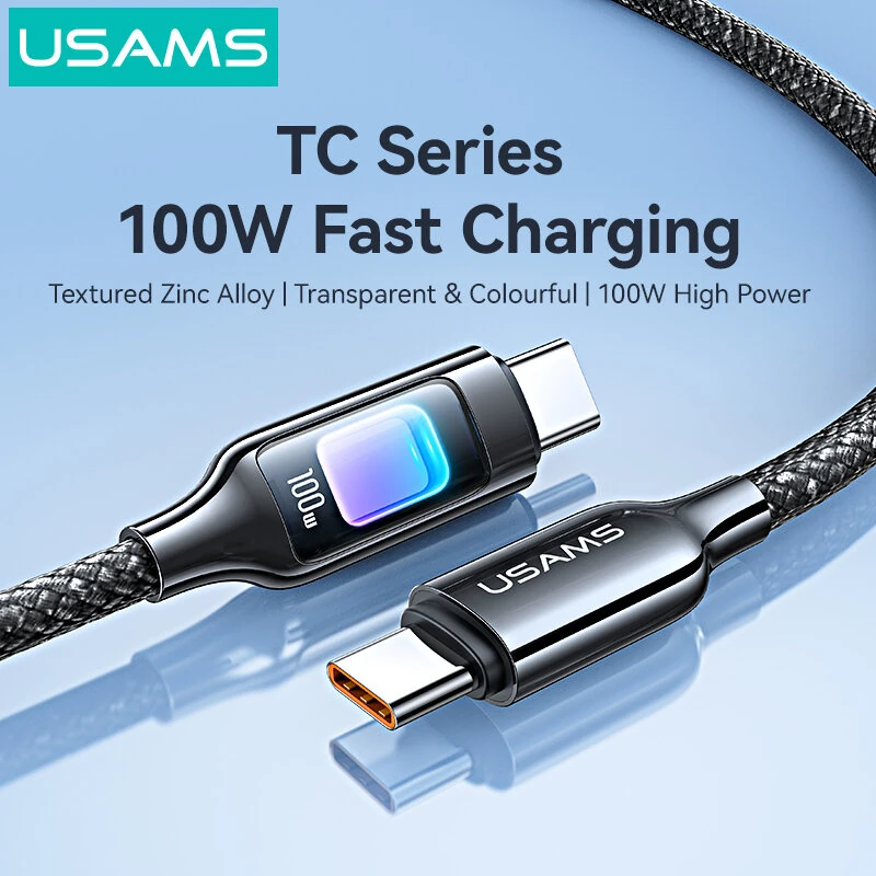 USAMS SJ750 100W Type-C to Type-C Cable PD Fast Charging Data Transmission Tinned Copper Core Line 1.2M Long for iPhone 16 16 Pro 15 15 Plus for Huawei Mate XT for Xiaomi 15pro — view 2