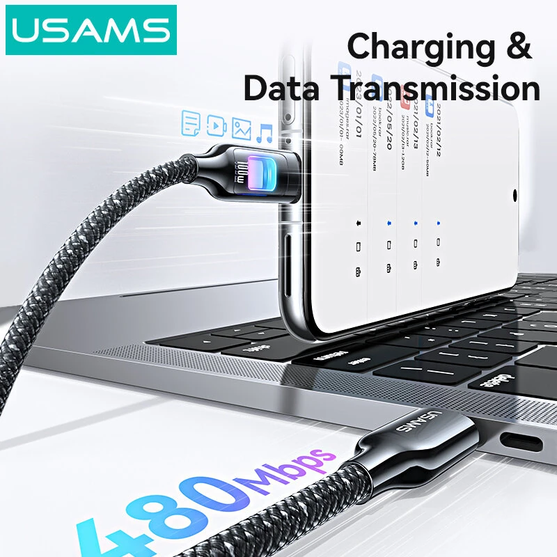 USAMS SJ750 100W Type-C to Type-C Cable PD Fast Charging Data Transmission Tinned Copper Core Line 1.2M Long for iPhone 16 16 Pro 15 15 Plus for Huawei Mate XT for Xiaomi 15pro — view 4