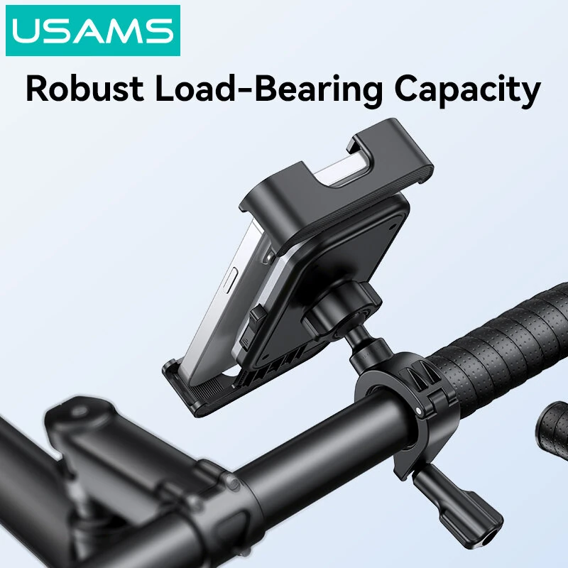 USAMS ZJ082 2-in-1 Full Coverage Cycling Phone Holder Shockproof Reinforced Clamp Stand 360° Rotation Single Hand Operation Fits for 4.7-7.2 Inch Phones Universal Bike Motorcycle Mount — view 10