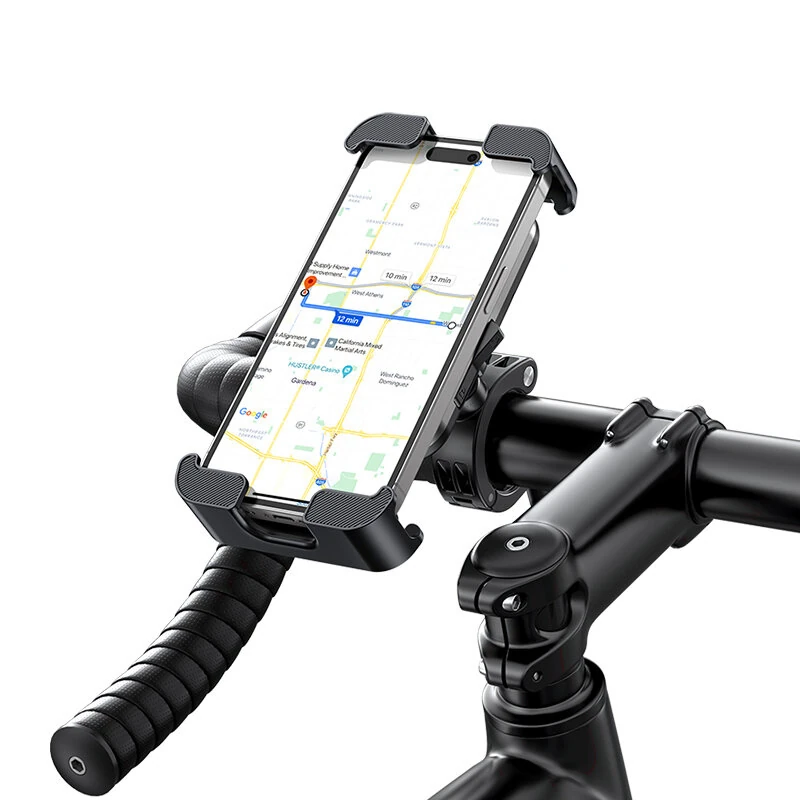 USAMS ZJ082 2-in-1 Full Coverage Cycling Phone Holder Shockproof Reinforced Clamp Stand 360° Rotation Single Hand Operation Fits for 4.7-7.2 Inch Phones Universal Bike Motorcycle Mount — view 2