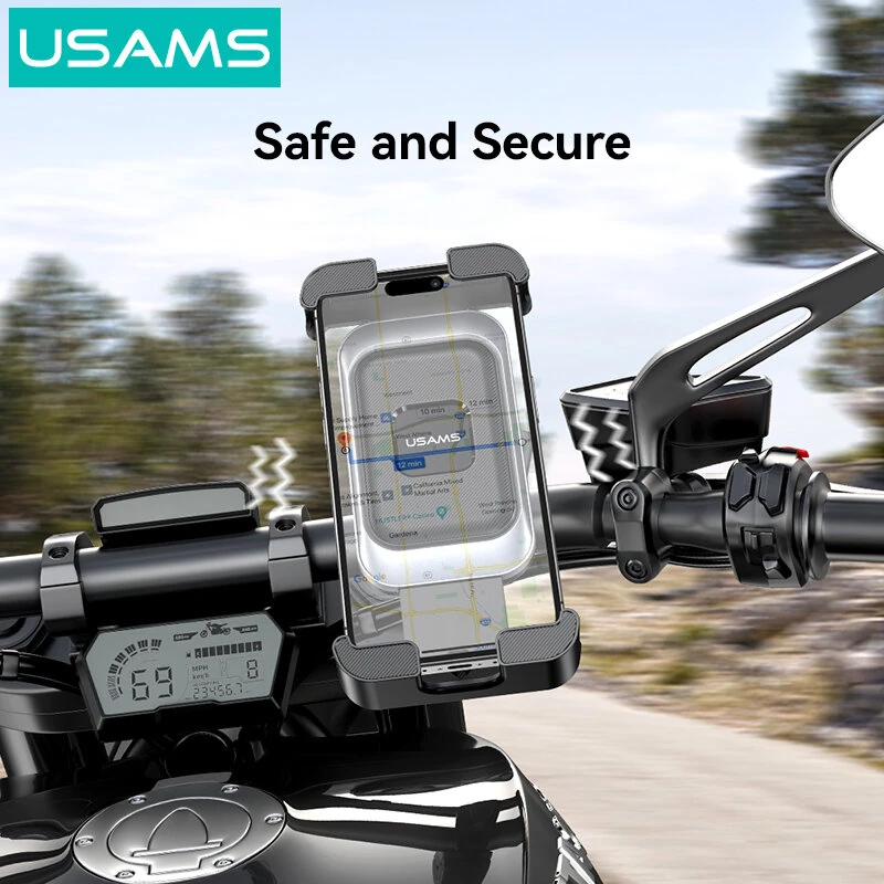 USAMS ZJ082 2-in-1 Full Coverage Cycling Phone Holder Shockproof Reinforced Clamp Stand 360° Rotation Single Hand Operation Fits for 4.7-7.2 Inch Phones Universal Bike Motorcycle Mount — view 8