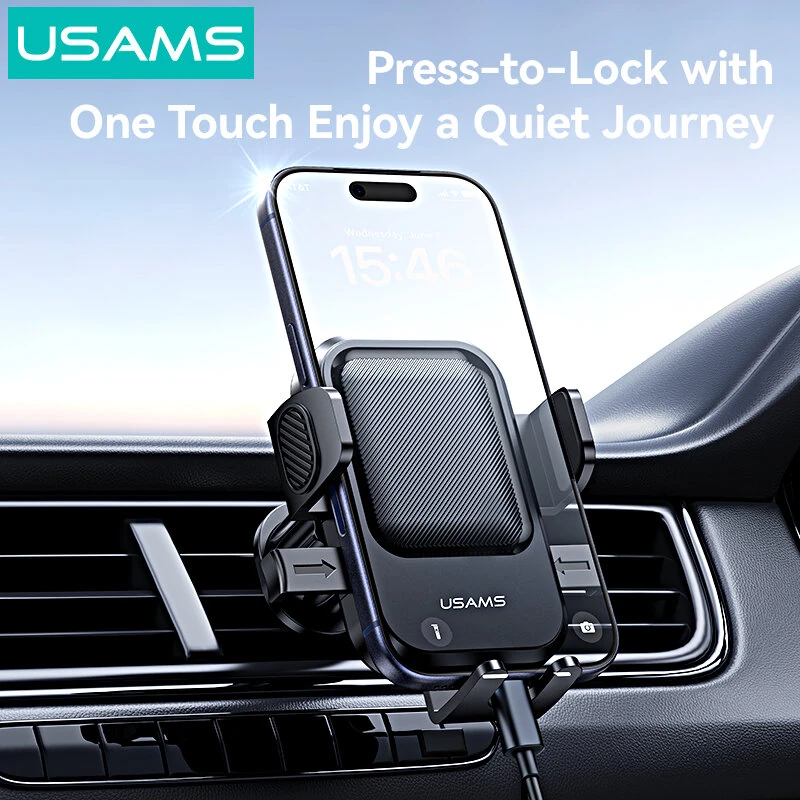 USAMS ZJ090 One-Touch Air Vent Car Phone Holder 360° Rotation Auto-Lock Universal Car Phone Mount for 4.5-6.9 Inch Mobile Phones — view 2