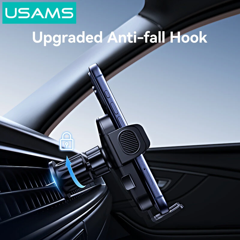 USAMS ZJ090 One-Touch Air Vent Car Phone Holder 360° Rotation Auto-Lock Universal Car Phone Mount for 4.5-6.9 Inch Mobile Phones — view 5
